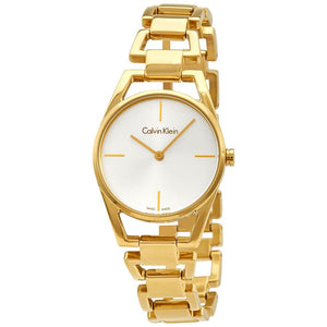 Buy Shop Calvin Klein Stately Silver Dial Gold Steel Strap Watch for Women - K3G23526 USA Online