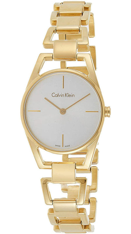 Buy Shop Calvin Klein Dainty White Dial Gold Steel Strap Watch for Women - K7L23546 USA Online
