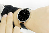 Buy Shop Calvin Klein Equal Black Dial Black Leather Strap Watch for Women - K3E231C1 USA Online