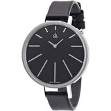 Buy Shop Calvin Klein Equal Black Dial Black Leather Strap Watch for Women - K3E231C1 USA Online