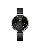 Buy Shop Calvin Klein Equal Black Dial Black Leather Strap Watch for Women - K3E231C1 USA Online