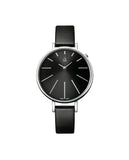 Buy Shop Calvin Klein Equal Black Dial Black Leather Strap Watch for Women - K3E231C1 USA Online