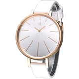 Buy Shop Calvin Klein Equal Silver Dial White Leather Strap Watch for Women - K3E236L6 USA Online