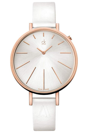 Buy Shop Calvin Klein Equal Silver Dial White Leather Strap Watch for Women - K3E236L6 USA Online