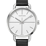 Buy Shop Calvin Klein Evan White Dial Black Leather Strap Watch for Women - K7B231CY USA Online