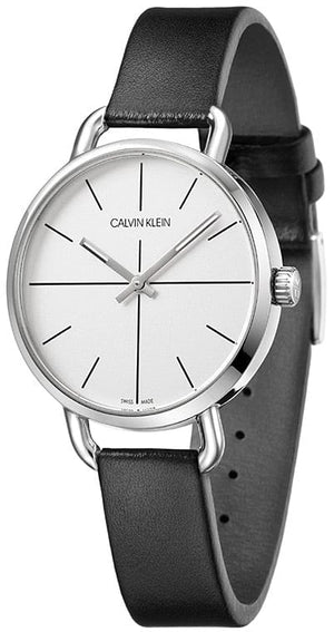 Buy Shop Calvin Klein Evan White Dial Black Leather Strap Watch for Women - K7B231CY USA Online