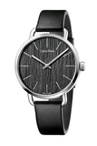 Buy Shop Calvin Klein Even Black Dial Black Leather Strap Watch for Women - K7B211C1 USA Online