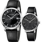 Buy Shop Calvin Klein Even Black Dial Black Leather Strap Watch for Women - K7B231C1 USA Online