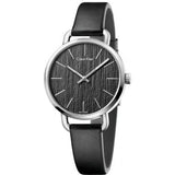 Buy Shop Calvin Klein Even Black Dial Black Leather Strap Watch for Women - K7B231C1 USA Online