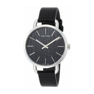 Buy Shop Calvin Klein Even Black Dial Black Leather Strap Watch for Women - K7B231C1 USA Online