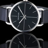 Buy Shop Calvin Klein Even Black Dial Black Leather Strap Watch for Women - K7B231CZ USA Online