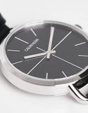 Buy Shop Calvin Klein Even Black Dial Black Leather Strap Watch for Women - K7B231CZ USA Online