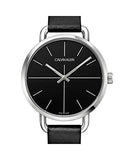 Buy Shop Calvin Klein Even Black Dial Black Leather Strap Watch for Women - K7B231CZ USA Online