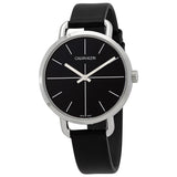 Buy Shop Calvin Klein Even Black Dial Black Leather Strap Watch for Women - K7B231CZ USA Online