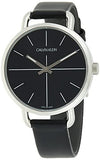 Buy Shop Calvin Klein Even Black Dial Black Leather Strap Watch for Women - K7B231CZ USA Online
