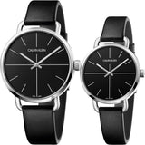 Buy Shop Calvin Klein Even Black Dial Black Leather Strap Watch for Women - K7B231CZ USA Online