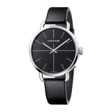 Buy Shop Calvin Klein Even Black Dial Black Leather Strap Watch for Women - K7B231CZ USA Online
