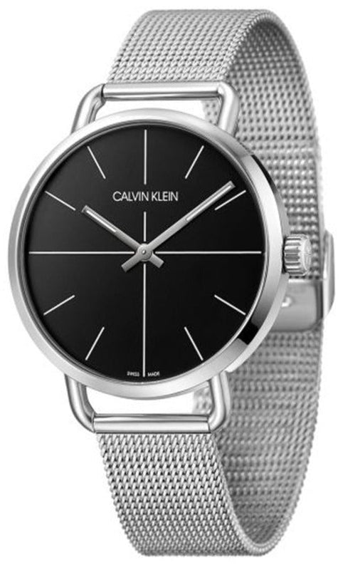 Buy Shop Calvin Klein Even Black Dial Silver Mesh Bracelet Watch for Women - K7B21121 USA Online