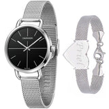 Buy Shop Calvin Klein Even Black Dial Silver Mesh Bracelet Watch for Women - K7B23121 USA Online
