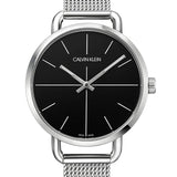 Buy Shop Calvin Klein Even Black Dial Silver Mesh Bracelet Watch for Women - K7B23121 USA Online