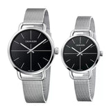 Buy Shop Calvin Klein Even Black Dial Silver Mesh Bracelet Watch for Women - K7B23121 USA Online