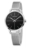 Buy Shop Calvin Klein Even Black Dial Silver Mesh Bracelet Watch for Women - K7B23121 USA Online