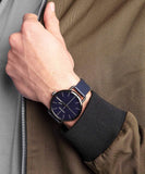 Buy Shop Calvin Klein Even Blue Dial Blue Leather Strap Watch for Men - K7B214VN USA Online