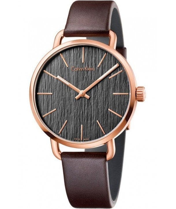 Buy Shop Calvin Klein Even Grey Dial Brown Leather Strap Watch for Women - K7B216G3 USA Online