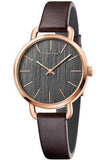 Buy Shop Calvin Klein Even Grey Dial Brown Leather Strap Watch for Women - K7B236G3 USA Online