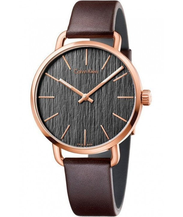 Buy Shop Calvin Klein Even Grey Dial Brown Leather Strap Watch for Women - K7B216G3 USA Online