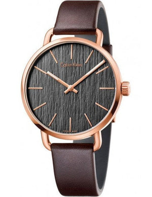 Buy Shop Calvin Klein Even Grey Dial Brown Leather Strap Watch for Women - K7B216G3 USA Online