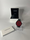 Buy Shop Calvin Klein Even Maroon Dial Black Leather Strap Watch for Men - K7B214CP USA Online