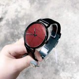 Buy Shop Calvin Klein Even Maroon Dial Black Leather Strap Watch for Men - K7B214CP USA Online