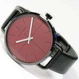 Buy Shop Calvin Klein Even Maroon Dial Black Leather Strap Watch for Men - K7B214CP USA Online