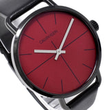 Buy Shop Calvin Klein Even Maroon Dial Black Leather Strap Watch for Men - K7B214CP USA Online