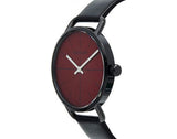 Buy Shop Calvin Klein Even Maroon Dial Black Leather Strap Watch for Men - K7B214CP USA Online