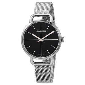Buy Shop Calvin Klein Even Black Dial Silver Mesh Bracelet Watch for Women - K7B23121 USA Online