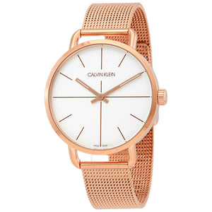 Buy Shop Calvin Klein Even White Dial Rose Gold Mesh Bracelet Watch for Women - K7B21626 USA Online