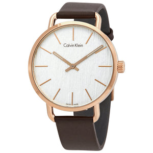 Buy Shop Calvin Klein Even Silver Dial Brown Leather Strap Watch for Men - K7B216G6 USA Online