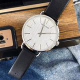 Buy Shop Calvin Klein Even Silver Black Leather Strap Watch for Women - K7B231C6 USA Online