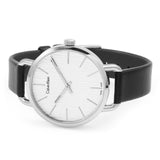 Buy Shop Calvin Klein Even Silver Black Leather Strap Watch for Women - K7B231C6 USA Online