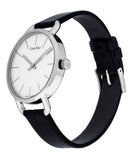 Buy Shop Calvin Klein Even Silver Black Leather Strap Watch for Women - K7B231C6 USA Online