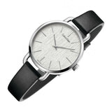 Buy Shop Calvin Klein Even Silver Black Leather Strap Watch for Women - K7B231C6 USA Online