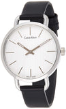 Buy Shop Calvin Klein Even Silver Black Leather Strap Watch for Women - K7B231C6 USA Online
