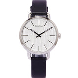 Buy Shop Calvin Klein Even Silver Black Leather Strap Watch for Women - K7B231C6 USA Online