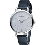Buy Shop Calvin Klein Even Silver Black Leather Strap Watch for Women - K7B231C6 USA Online