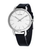 Buy Shop Calvin Klein Even Silver Black Leather Strap Watch for Women - K7B231C6 USA Online