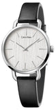 Buy Shop Calvin Klein Even Silver Black Leather Strap Watch for Women - K7B231C6 USA Online