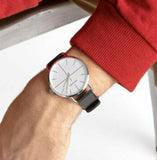 Buy Shop Calvin Klein Even Silver Dial Black Leather Strap Watch for Men - K7B211CY USA Online