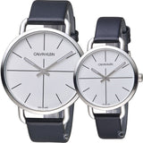 Buy Shop Calvin Klein Even Silver Dial Black Leather Strap Watch for Men - K7B211CY USA Online